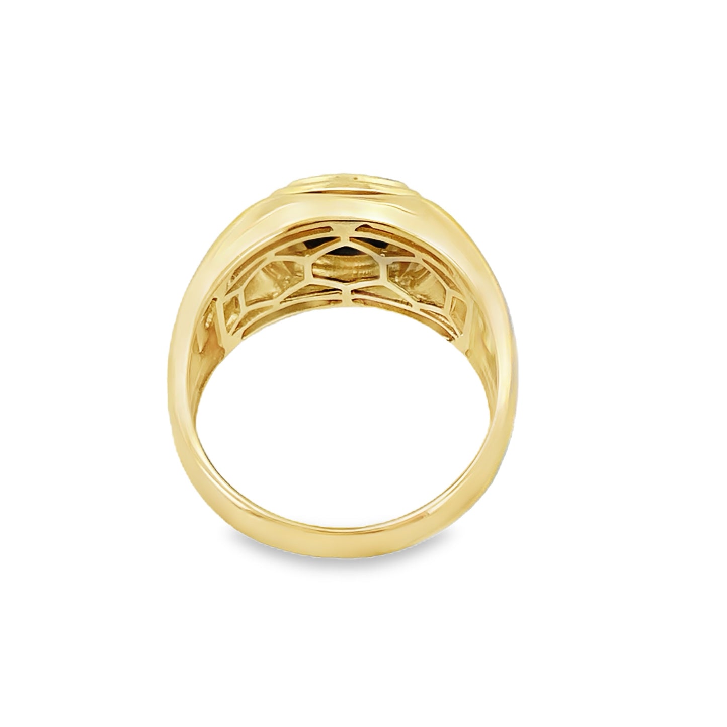 10K Two Tone Gold Mens Ring W/Onyx Stone Size 11 5.7Dwt