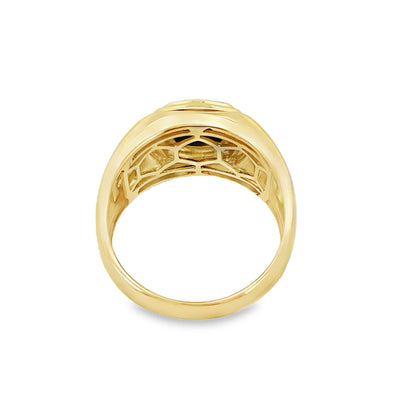 10K Two Tone Gold Mens Ring W/Onyx Stone Size 11 5.7Dwt
