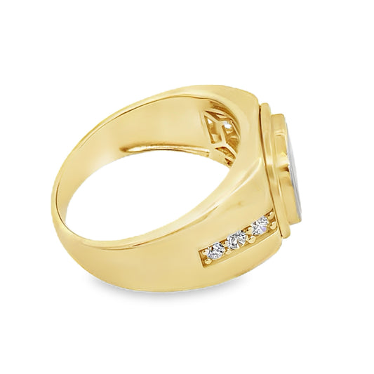 10K Two Tone Gold Mens Ring W/Onyx Stone Size 11 5.7Dwt