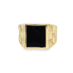 14K Yellow Gold Mens Square Onyx Ring Size 11 5.7Dwt
