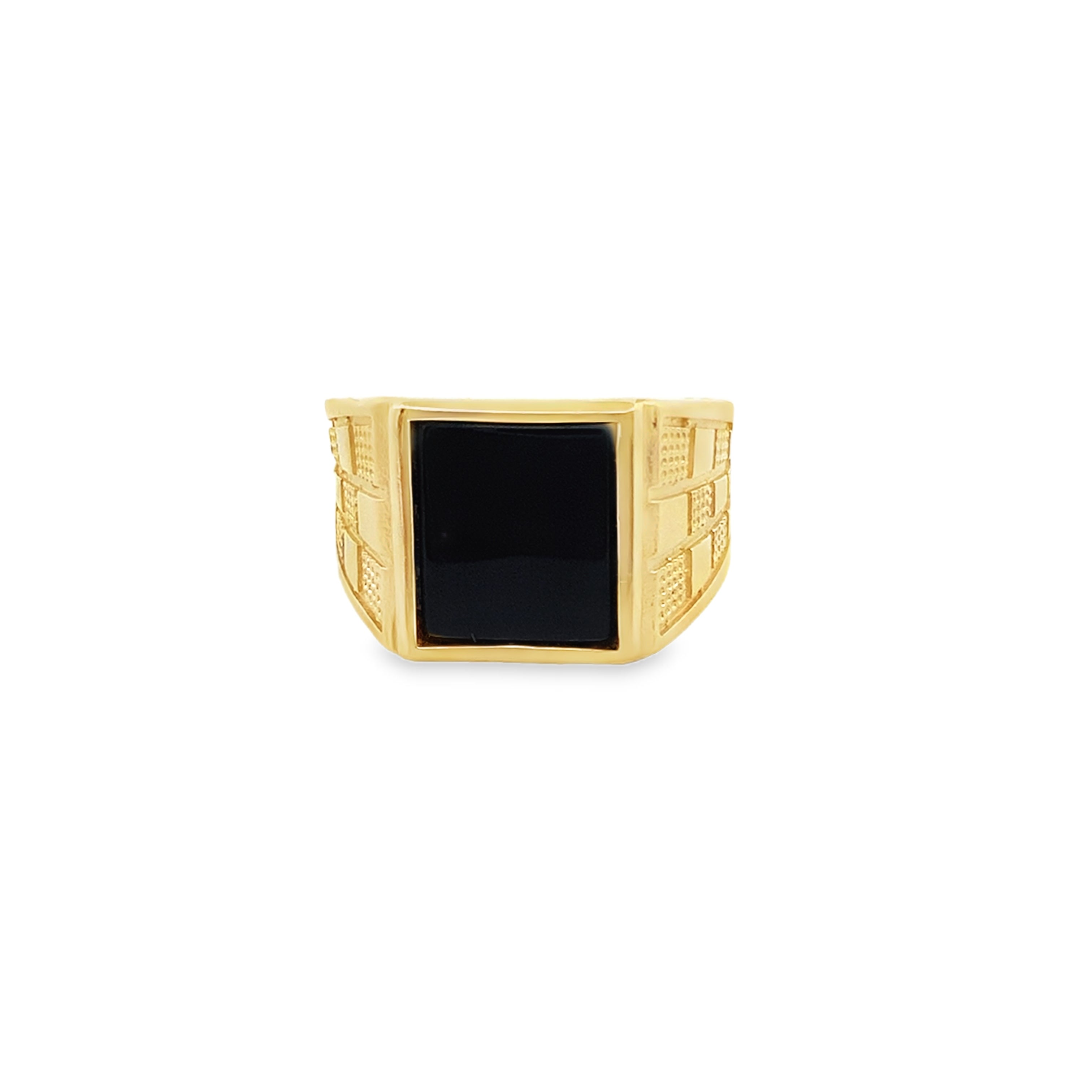 14K Yellow Gold Mens Square Onyx Ring Size 11 5.7Dwt