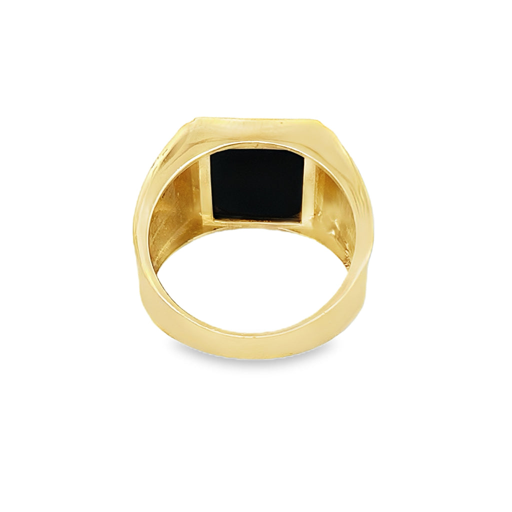 14K Yellow Gold Mens Square Onyx Ring Size 11 5.7Dwt