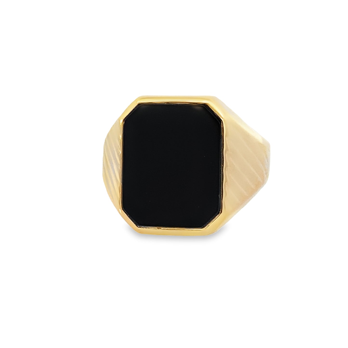14K Yellow Gold Mens Onyx Ring Size 11 3.7Dwt