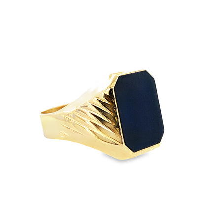 14K Yellow Gold Mens Onyx Ring Size 11 3.7Dwt