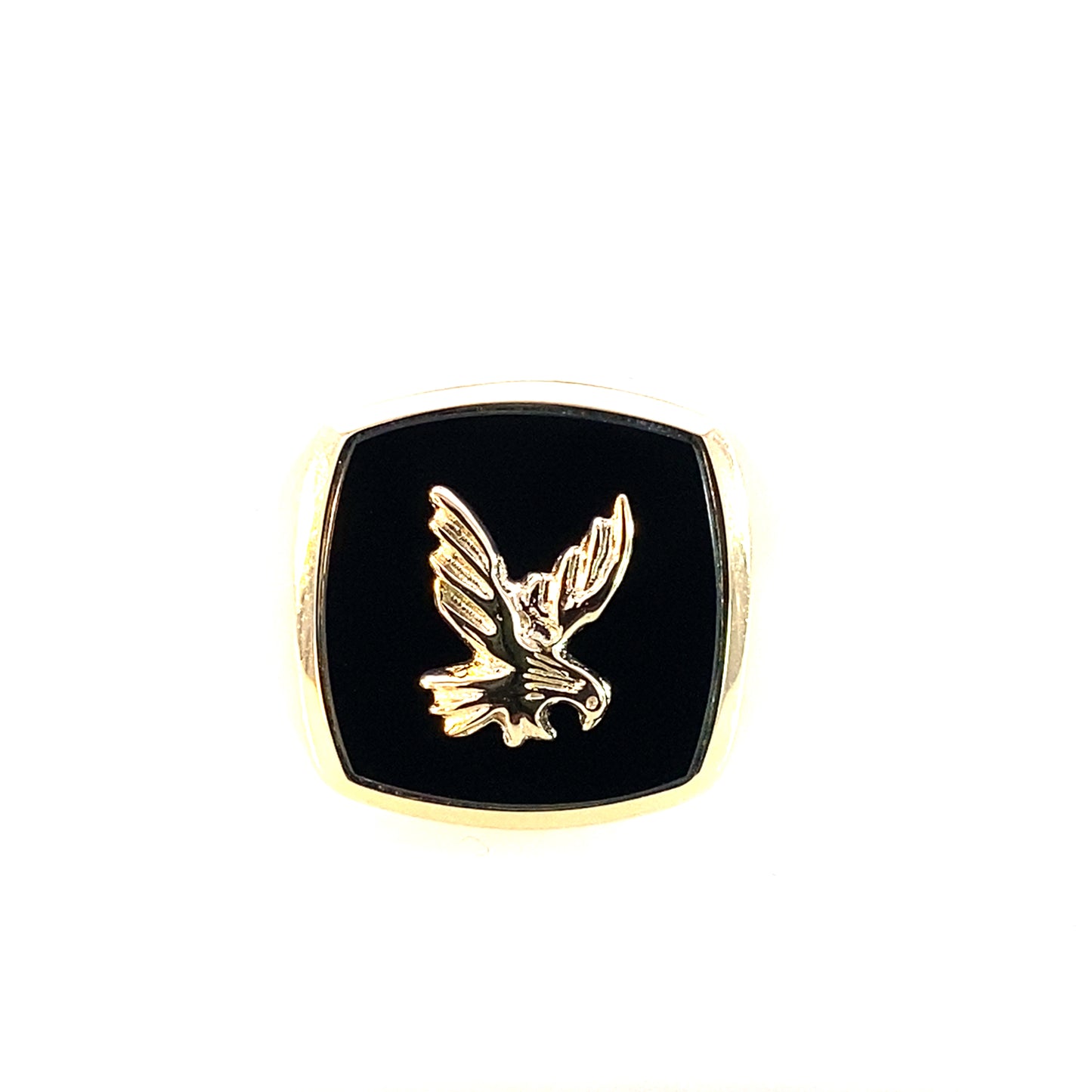14K Yellow Gold Mens Eagle Onyx Ring Size 11 4.4Dwt