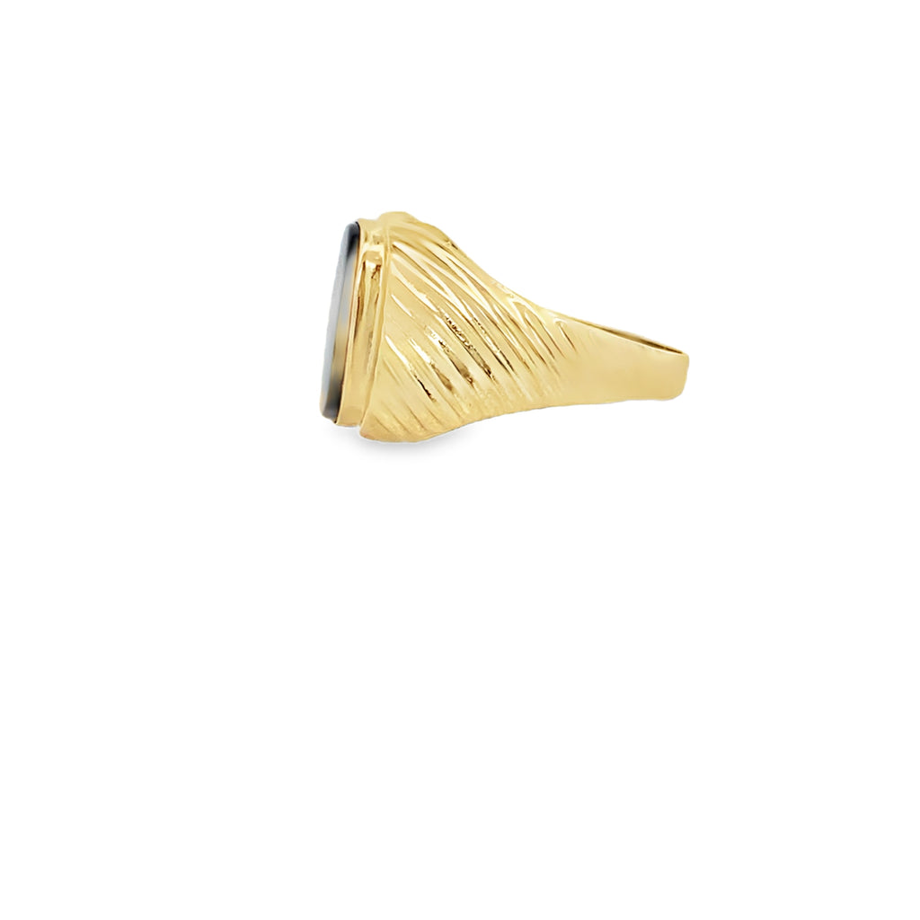 14K Yellow Gold  Onyx Fashion Mens Ring Size 10 5.1Dwt