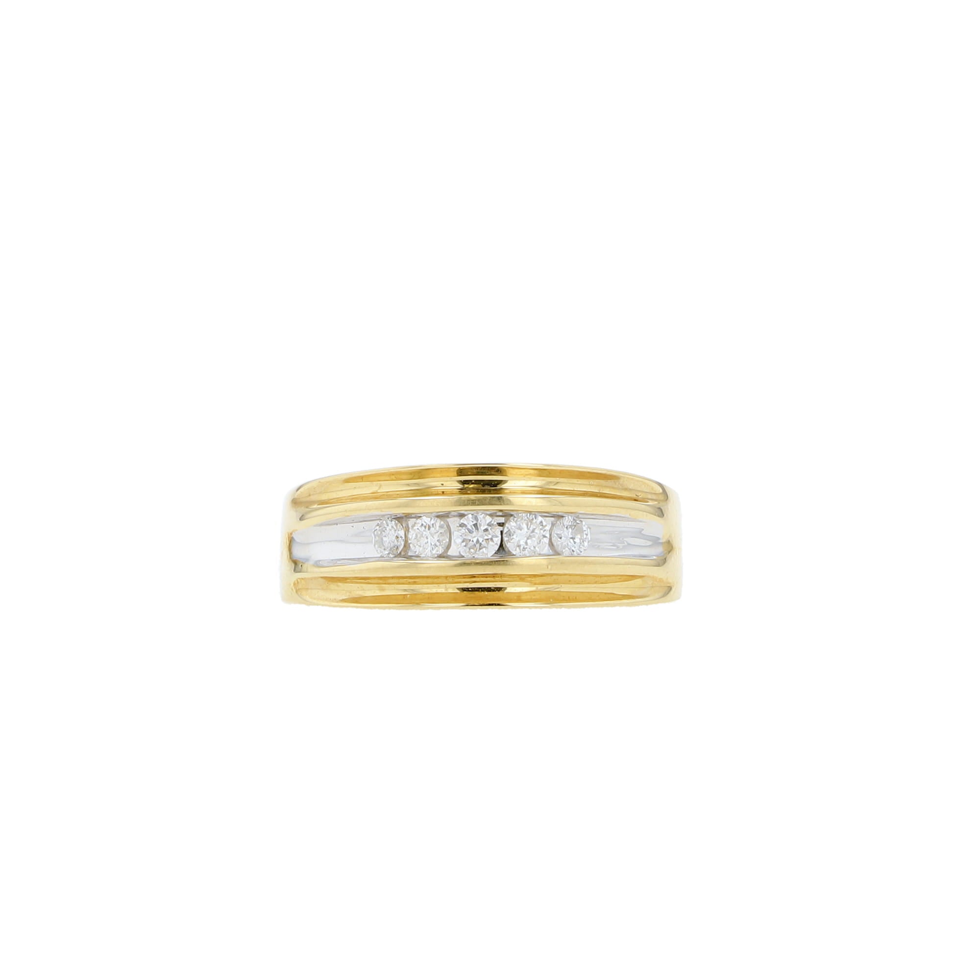 0.25 Ctw 14K Yellow Gold Diamond Mens Band Size 10 3.6Dwt