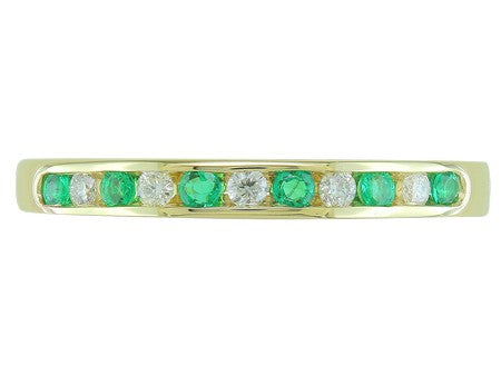 0.13Ctw Emerald & 0.12Ctw Diamond 14K Yellow Gold Ring Size 7 1.8Dwt