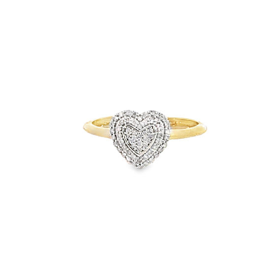 0.15Ctw 10K Yellow Gold Diamond Heart Ring Size 7 1.1Dwt