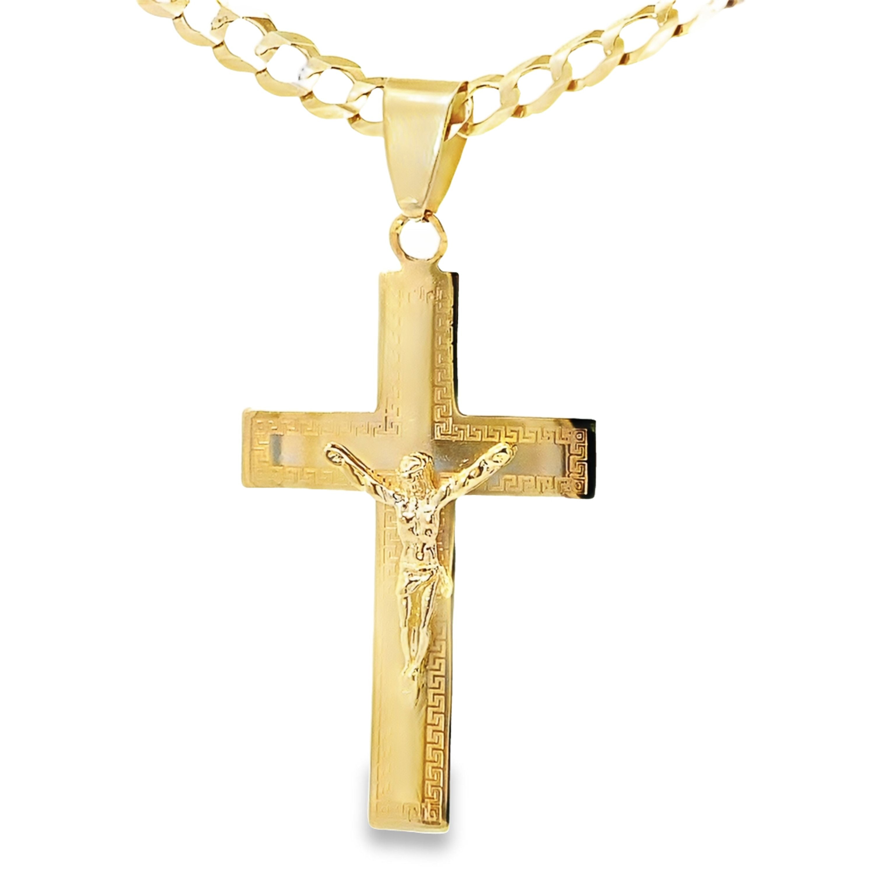 14K Yellow Gold Free Form Crucifix Pendant 6.5Dwt