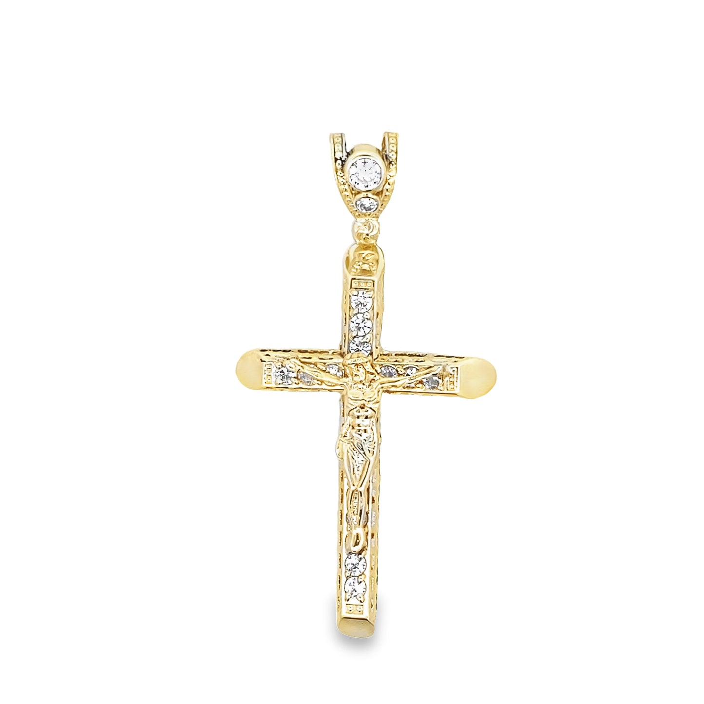 10K Yellow Gold Hollow Crucifix Pendant 3.9Dwt