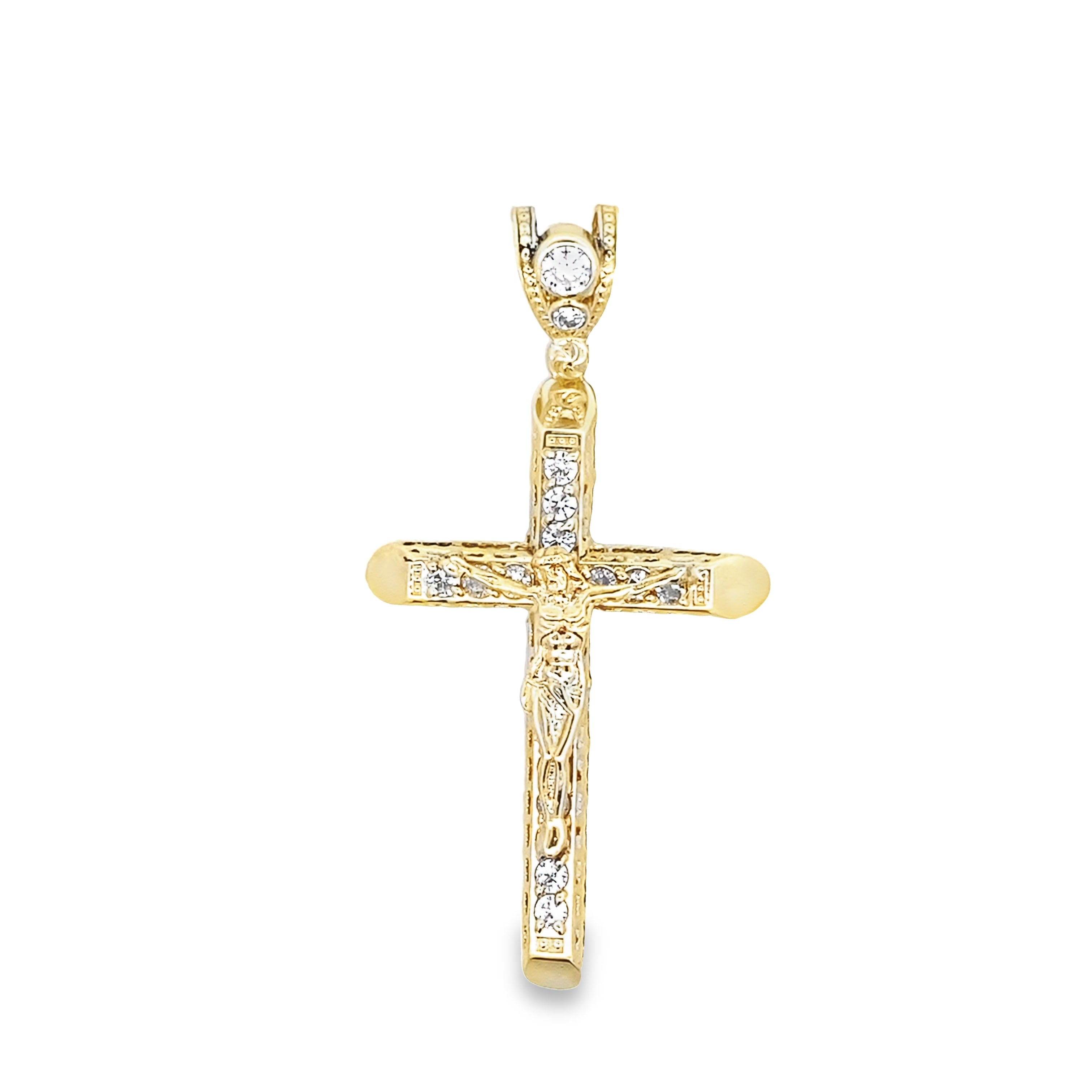 10K Yellow Gold Hollow Crucifix Pendant 3.9Dwt