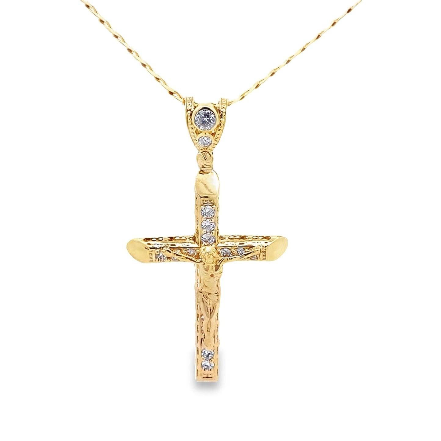 10K Yellow Gold Hollow Crucifix Pendant 3.9Dwt