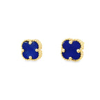 14K Yellow Gold Royal Blue Flower Stud Earrings 1.3Dwt