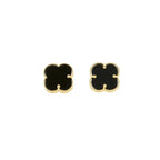 14K Yellow Gold Black Flower Stud Earrings 1.4Dwt