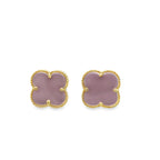 10K Yellow Gold Pink Medium Flowers Stud Earrings 2.2Dwt
