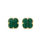 10K Yellow Gold Small Green Flowers Stud Earrings 1.0Dwt