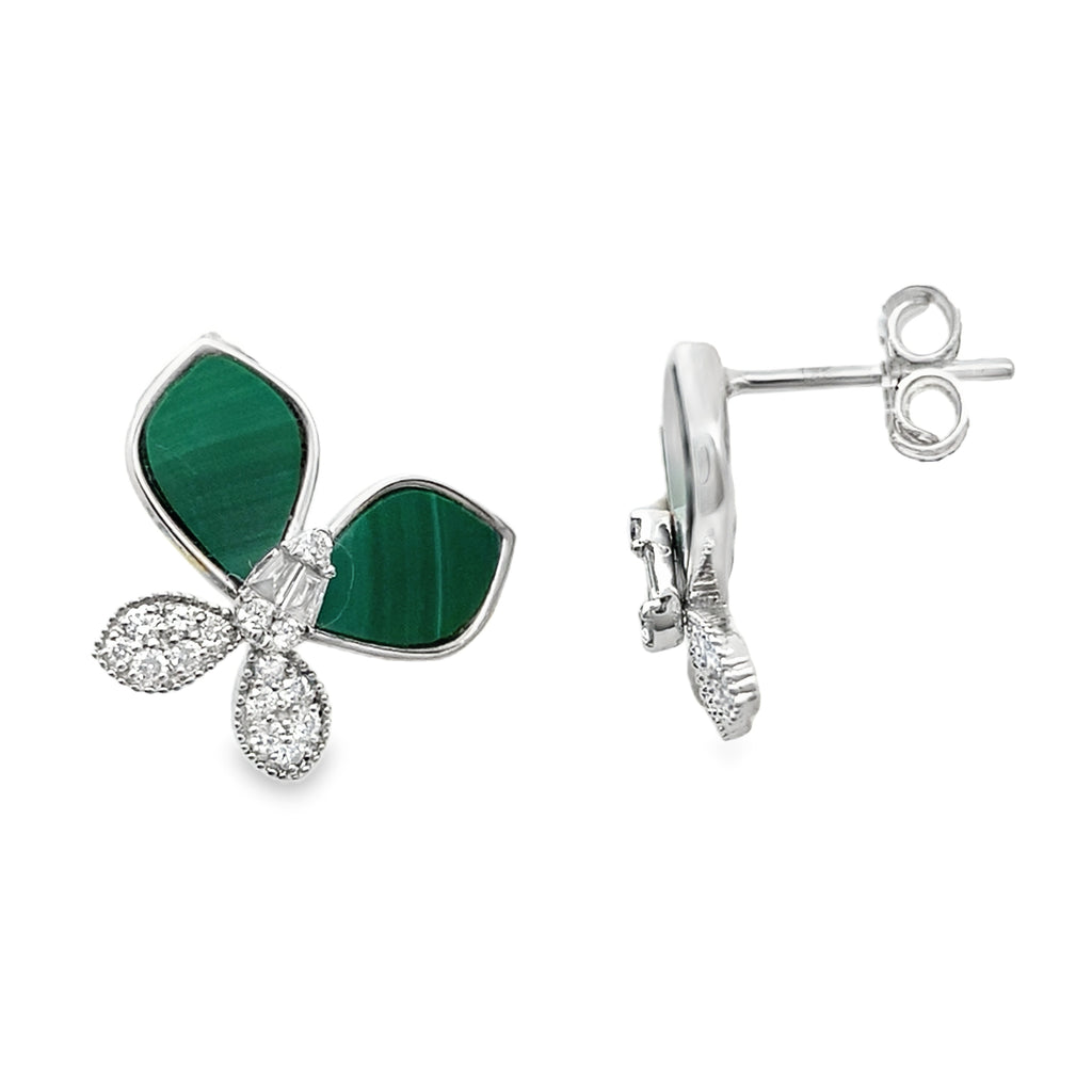 0.40Ct 18K White Gold Diamond Butterfly Style Stud Earrings 2.4Dwt