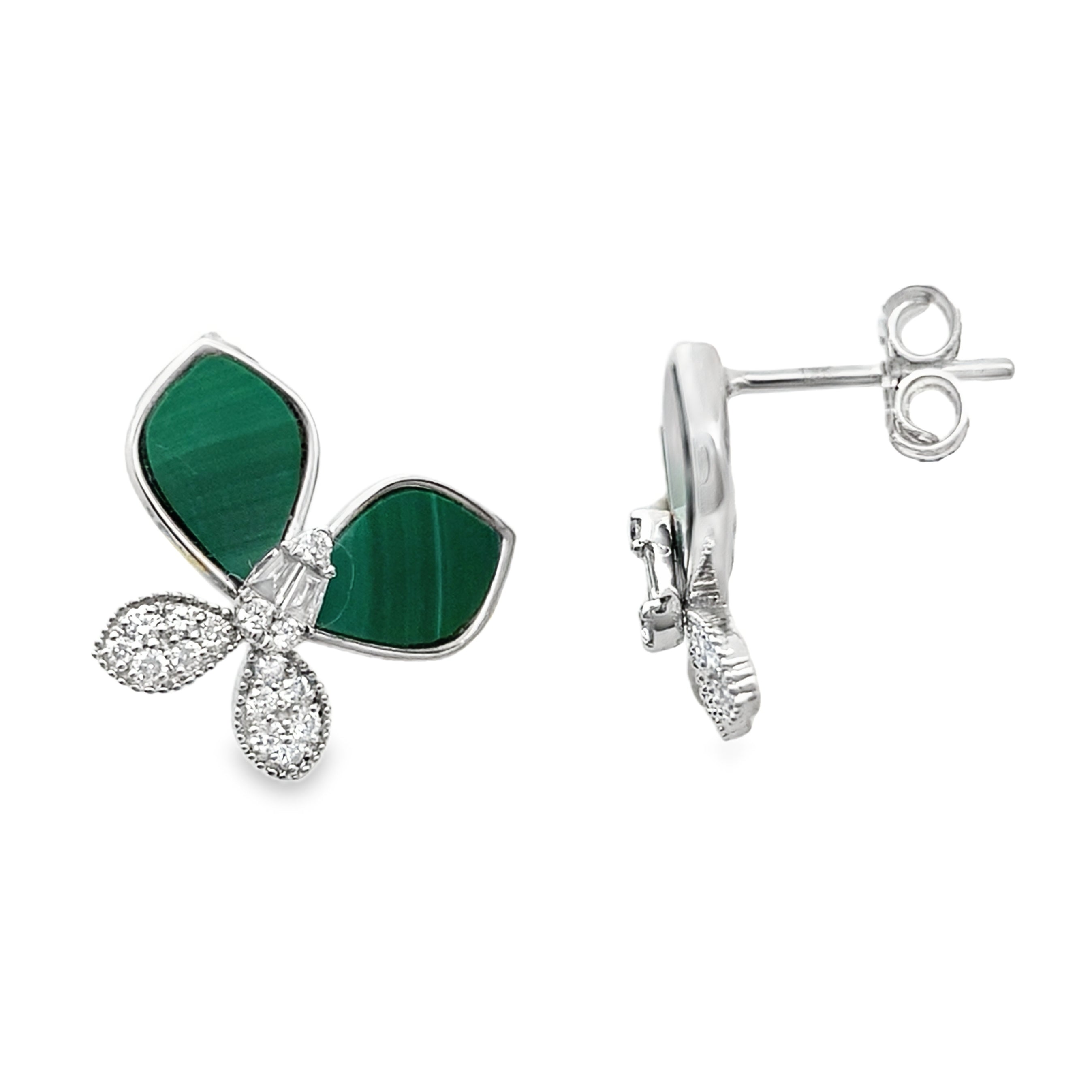 0.40Ct 18K White Gold Diamond Butterfly Style Stud Earrings 2.4Dwt