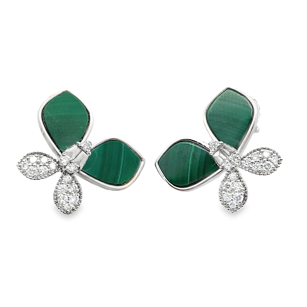 0.40Ct 18K White Gold Diamond Butterfly Style Stud Earrings 2.4Dwt