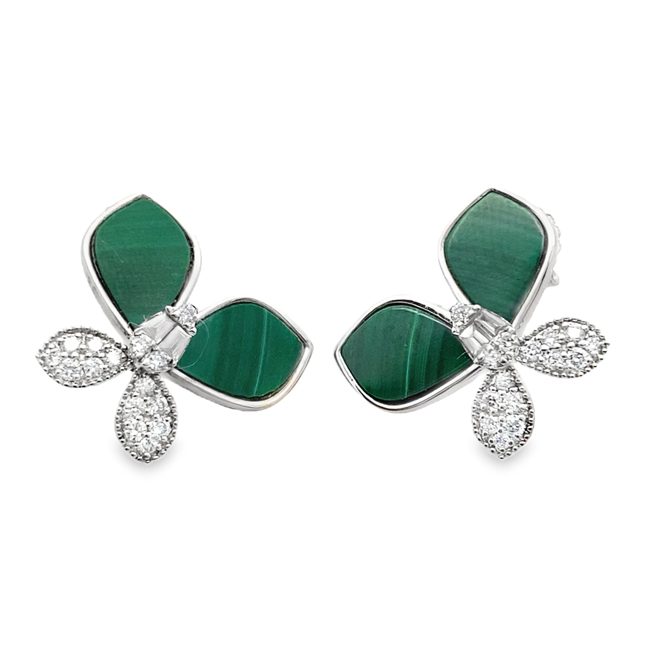 0.40Ct 18K White Gold Diamond Butterfly Style Stud Earrings 2.4Dwt