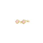 14K Yellow Gold Pink Small Flower Stud Earrings 0.7Dwt