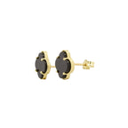 0K Yellow Gold Onyx Flowers Stud Earrings 1.0Dwt