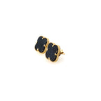 10K Yellow Gold Large Black Flowers Stud Earrings 2.2Dwt