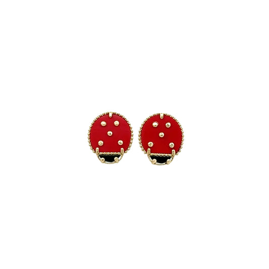 10K Yellow Gold Black Butterfly Stud Earrings 1.0Dwt