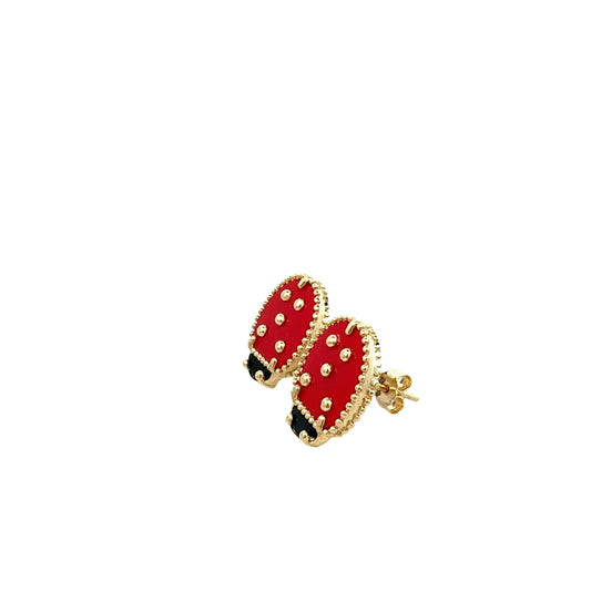 10K Yellow Gold Black Butterfly Stud Earrings 1.0Dwt