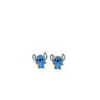14K Yellow Gold Small Blue Stitch Style Earring