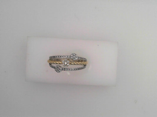 0.33Ctw 14K Two Tone Gold Diamond Fashion Ring Size 7 2.4Dwt