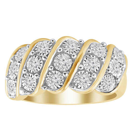 LADIES RING 0.25CT ROUND DIAMOND 10K YELLOW GOLD