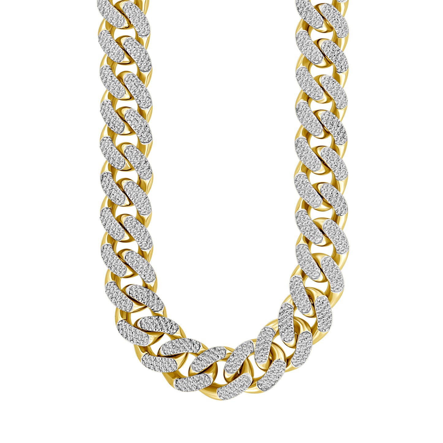 MEN'S NECKLACE 7.80CT ROUND DIAMOND 10K YELLOW GOLD