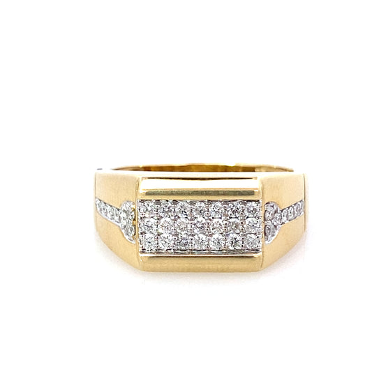 0.50Ctw 14K Yellow Gold Mens Diamond Fashion Ring Size 10 3.8Dwt