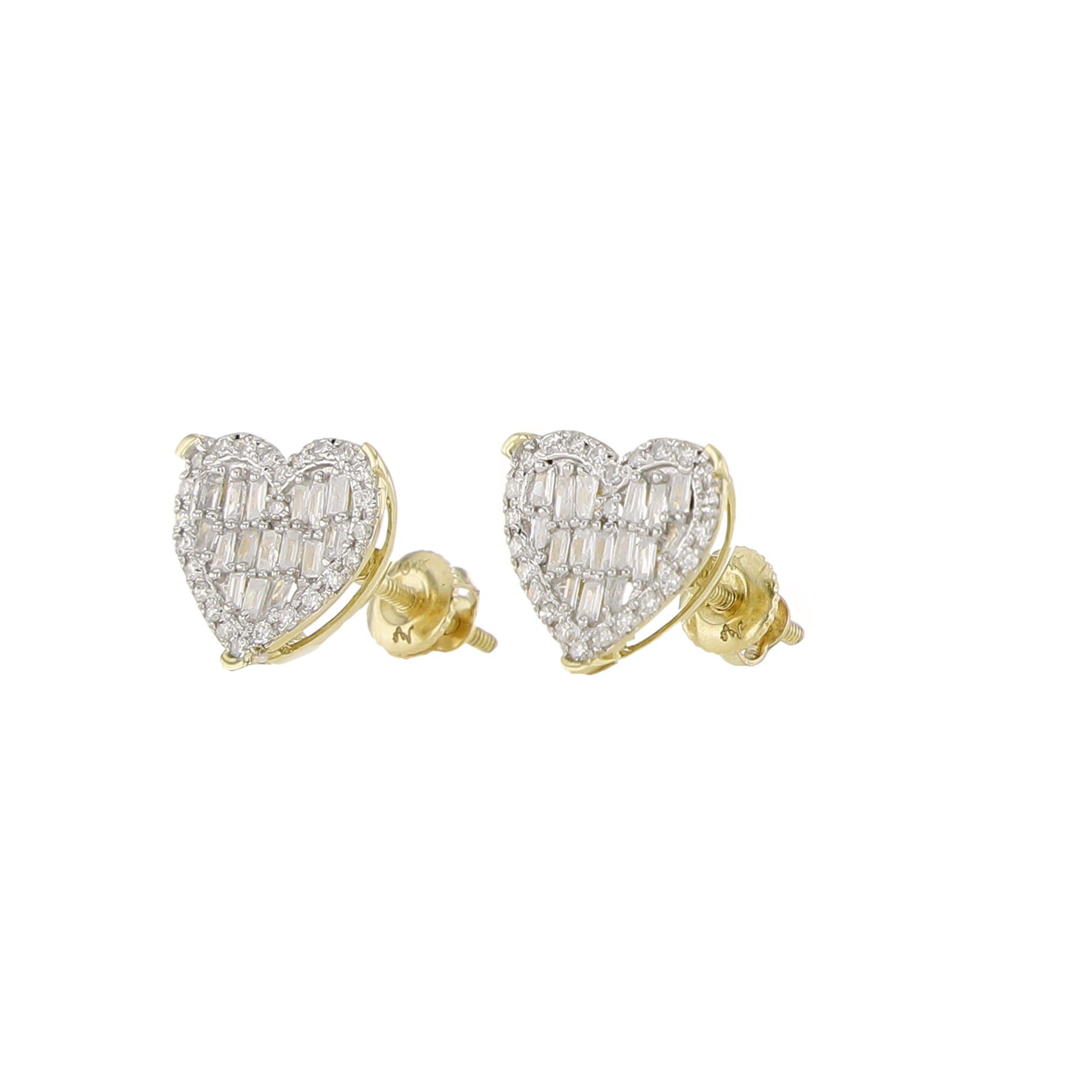 0.33Ctw 10K Yellow Gold Heart Diamond Stud Earrings