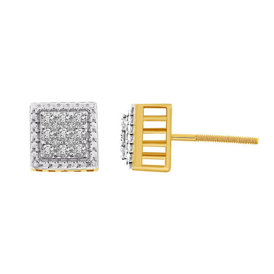 MEN'S STUD EARRINGS 0.25CT ROUND DIAMOND 10K YELLOW GOLD