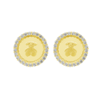 10K Yellow Gold Cz Bear Style Stud Earrings 1.3Dwt