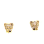 18K Yellow Gold Mother Of Pearl Bear Stud Earrings