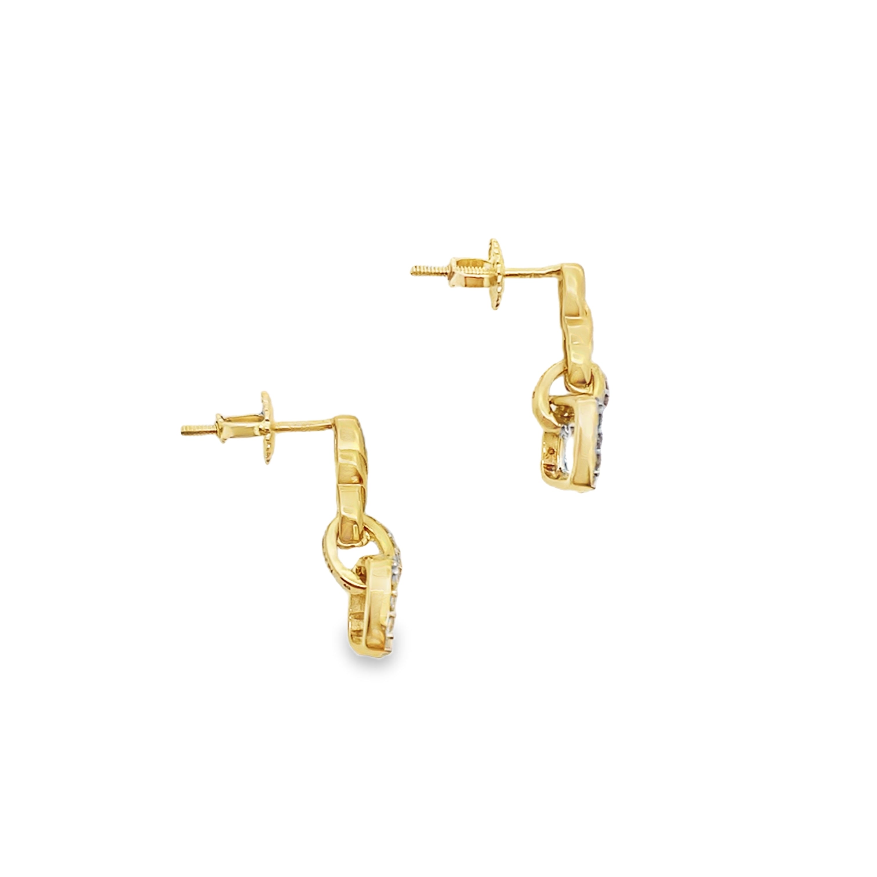 0.16Ct 10K Yellow Gold Diamond Drop Earrings