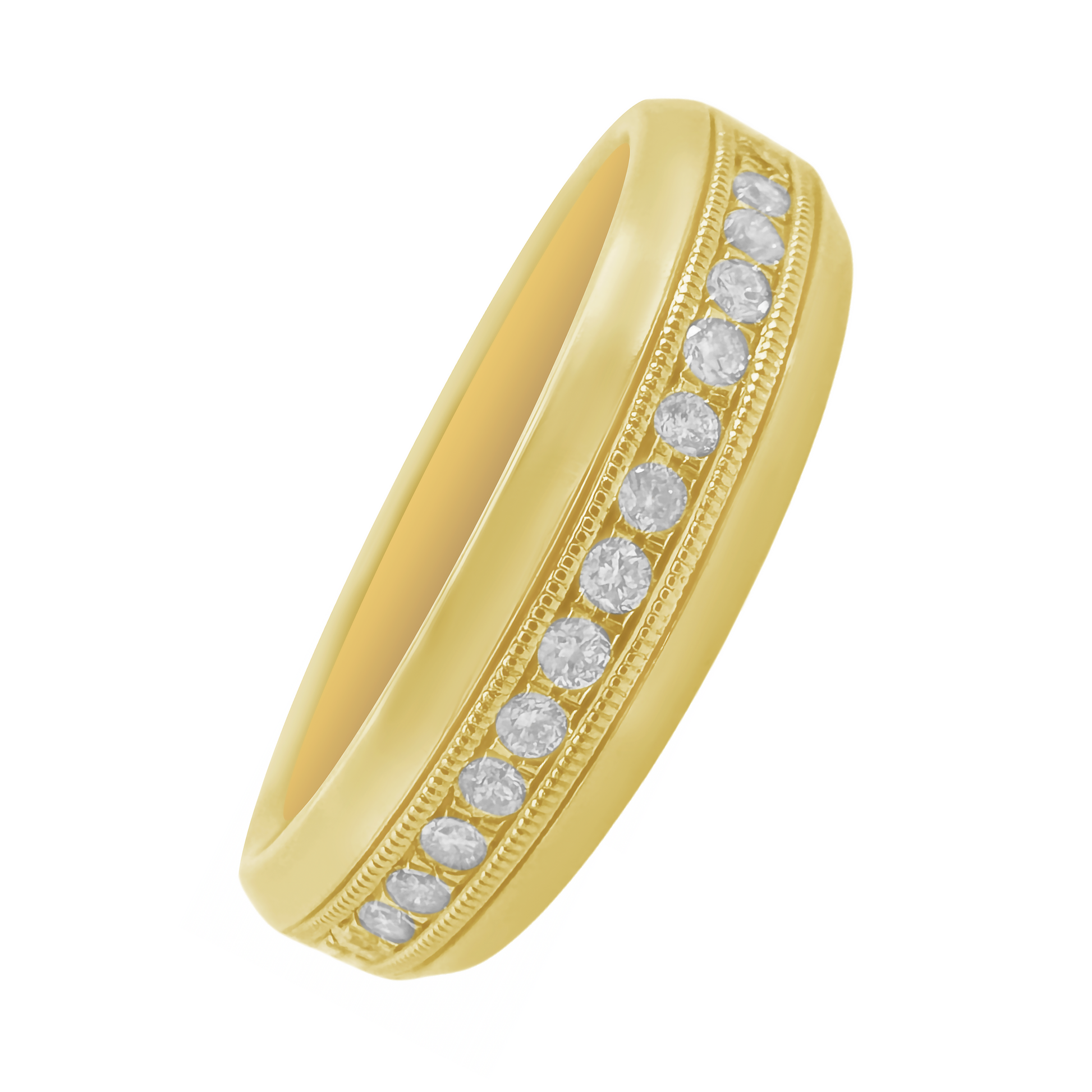 0.25Ctw 10K Yellow Gold Diamond Wedding Band Mens Size 10 3.9Dwt