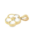 14K Yellow Gold Mother Of Pearl Flower Pendant