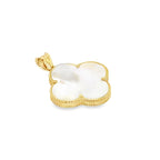 14K Yellow Gold Mother Of Pearl Flower Pendant 1.3Dwt