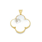 14K Yellow Gold Mother Of Pearl Flower Pendant 1.3Dwt