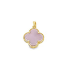 14K Yellow Gold Pink Small Flower  Pendant 0.9 Dwt