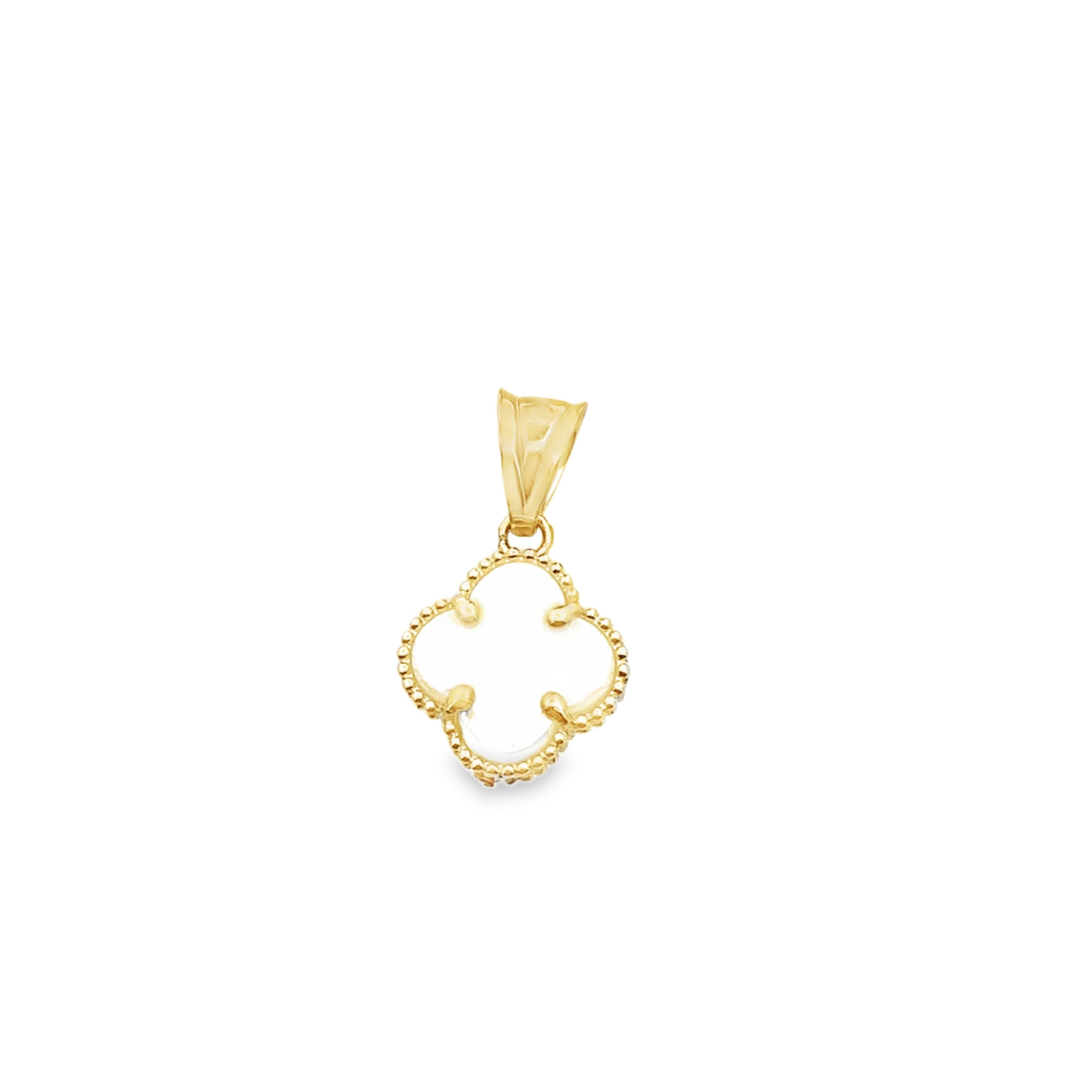 10K Yellow Gold Small White Flower Pendant 0.5Dwt