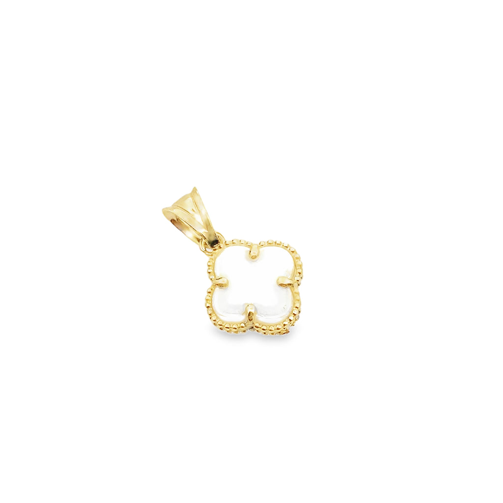 10K Yellow Gold Small White Flower Pendant 0.5Dwt