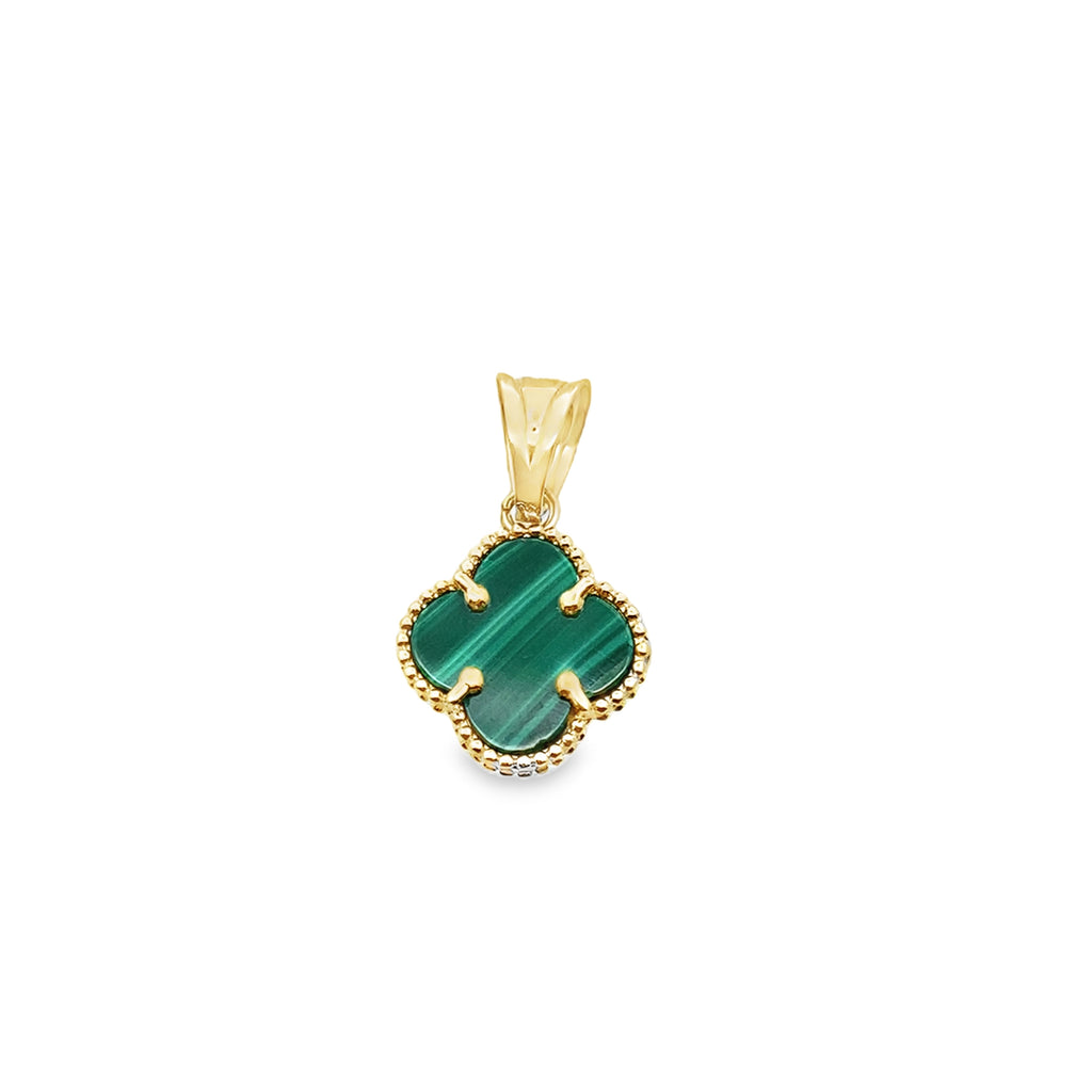 10K Yellow Gold Small Green Flower Pendant 0.4Dwt