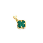 10K Yellow Gold Small Green Flower Pendant 0.4Dwt