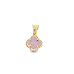 10K Yellow Gold Small Pink Flower Pendant 0.6Dwt
